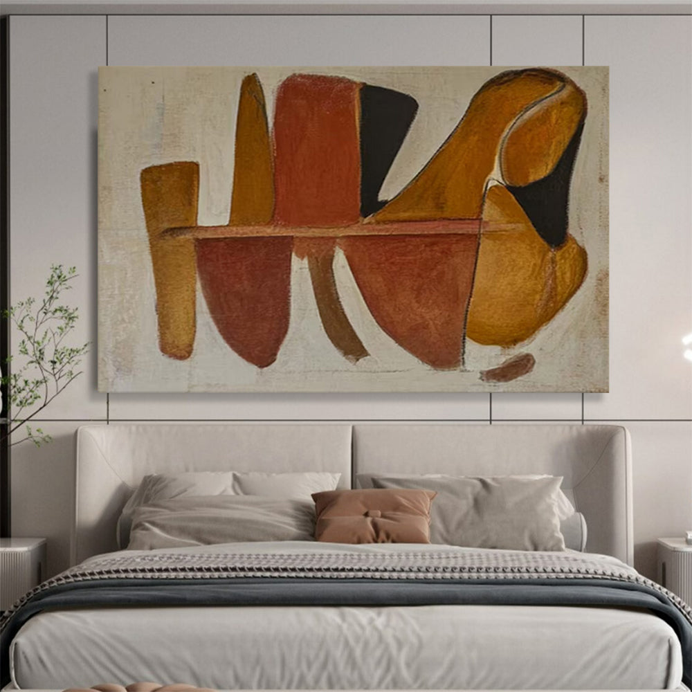 “Abstract Shapes in Earth Tones” - Minimalist Oil Painting on Canvas PT1492