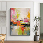 “Rainbow Abstract Energy” - Multicolor Abstract Expressionist Painting On Canvas PS0697