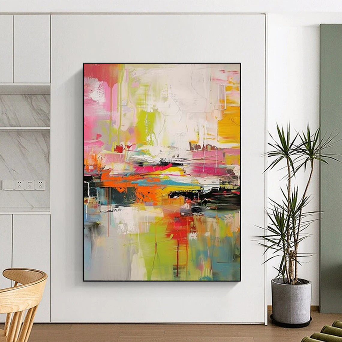 “Rainbow Abstract Energy” - Multicolor Abstract Expressionist Painting On Canvas PS0697