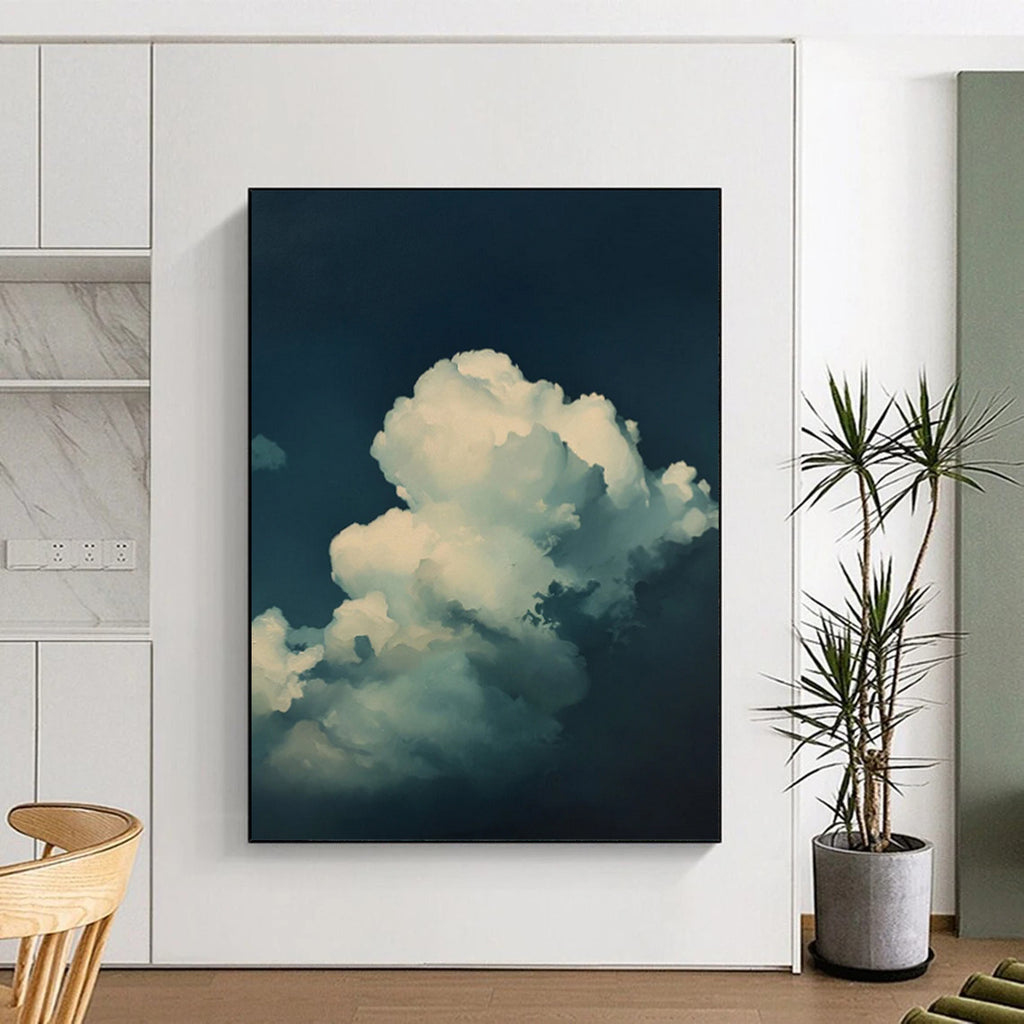 “Blue - White Dreamy Clouds” - Surreal Sky Painting On Canvas DS020