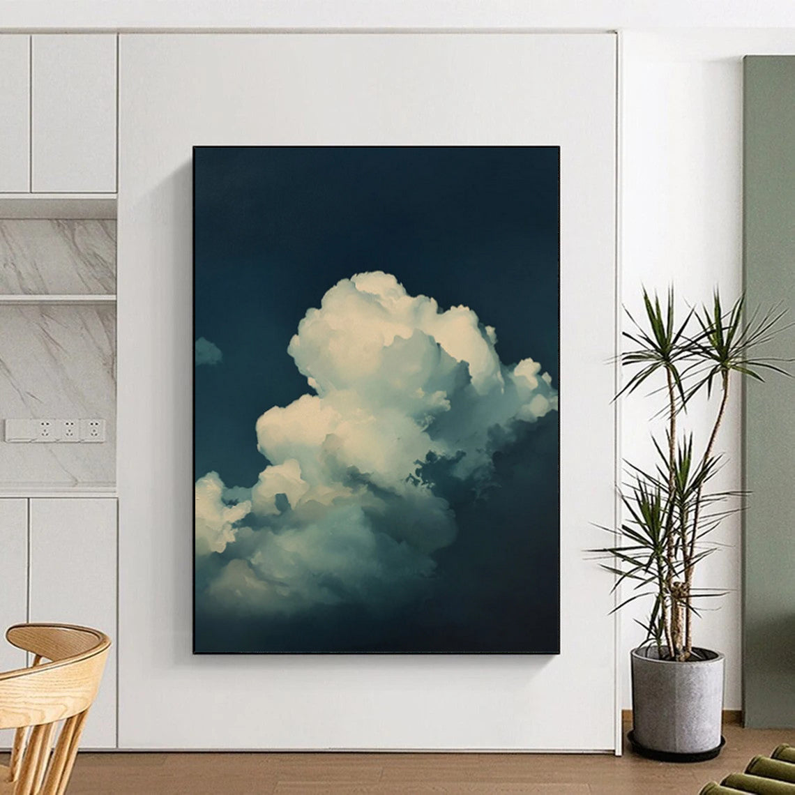 “Blue - White Dreamy Clouds” - Surreal Sky Painting On Canvas DS020