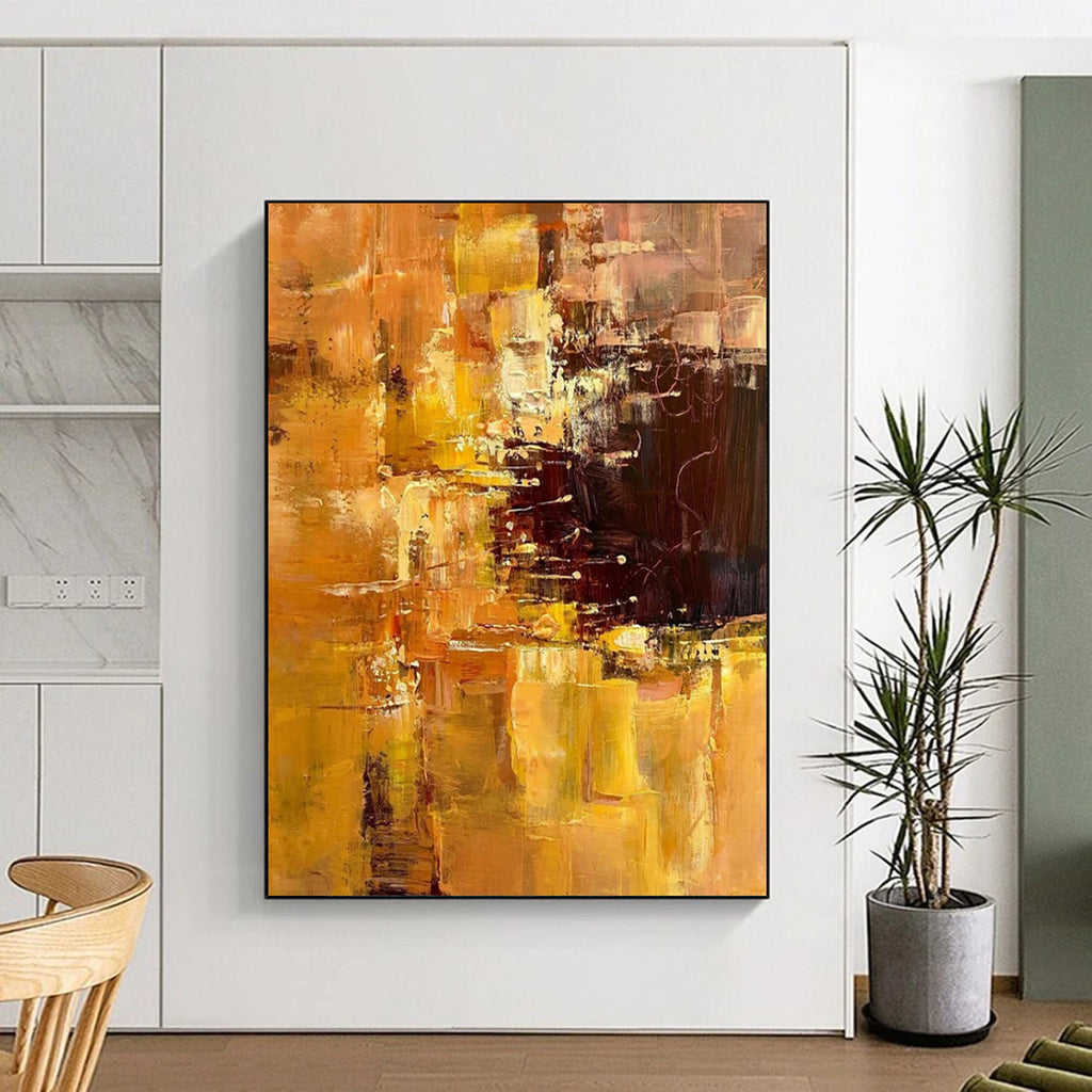 “Golden - Brown Abstract Fusion” - Abstract Impressionist Painting On Canvas PT2302