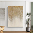 “Glistening Gold - Silver Abstract Drips” - Opulent Abstract Painting On Canvas PS0281