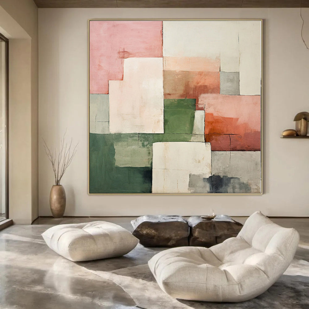 “Pastel Geometric Abstraction” - Soft Abstract Painting On Canvas PS0191