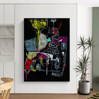 “Neon Abstract on Black” - Bold Night - Inspired Abstract Painting On Canvas DS294