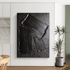 “Black Textured Abstract” - Minimalist Abstract Painting On Canvas PT1333