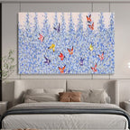Butterflies in Blue: Whimsical & Colorful Painting for Children’s Bedroom & Garden - Themed Restaurant DKS659
