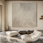 Beige Textured Waves, "Dune Rhythms" – Textured Abstract Painting On Canvas PS0960