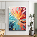 “Color - Wheel Flower” - Textured Abstract Painting On Canvas DS288