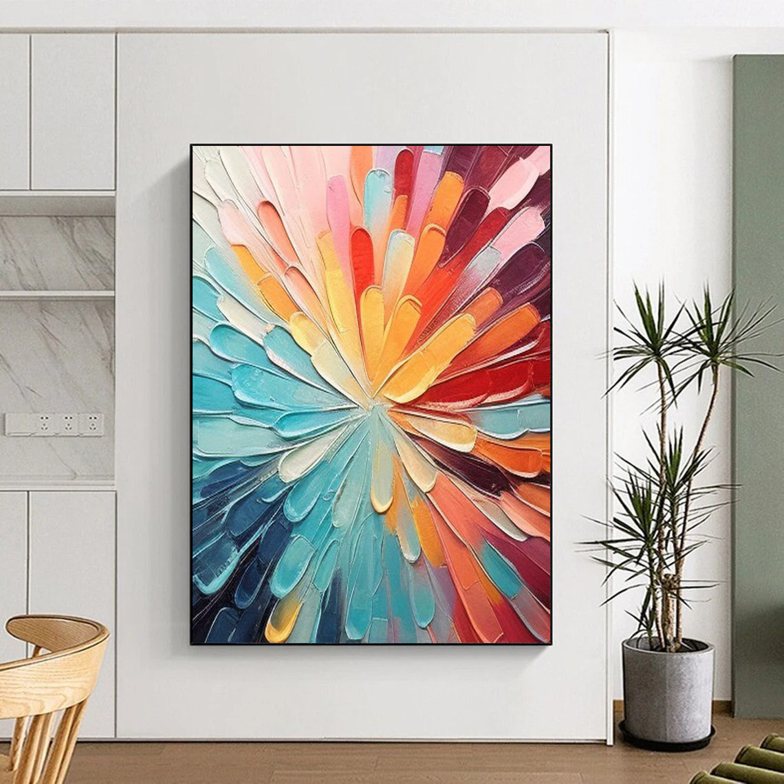 “Color - Wheel Flower” - Textured Abstract Painting On Canvas DS288
