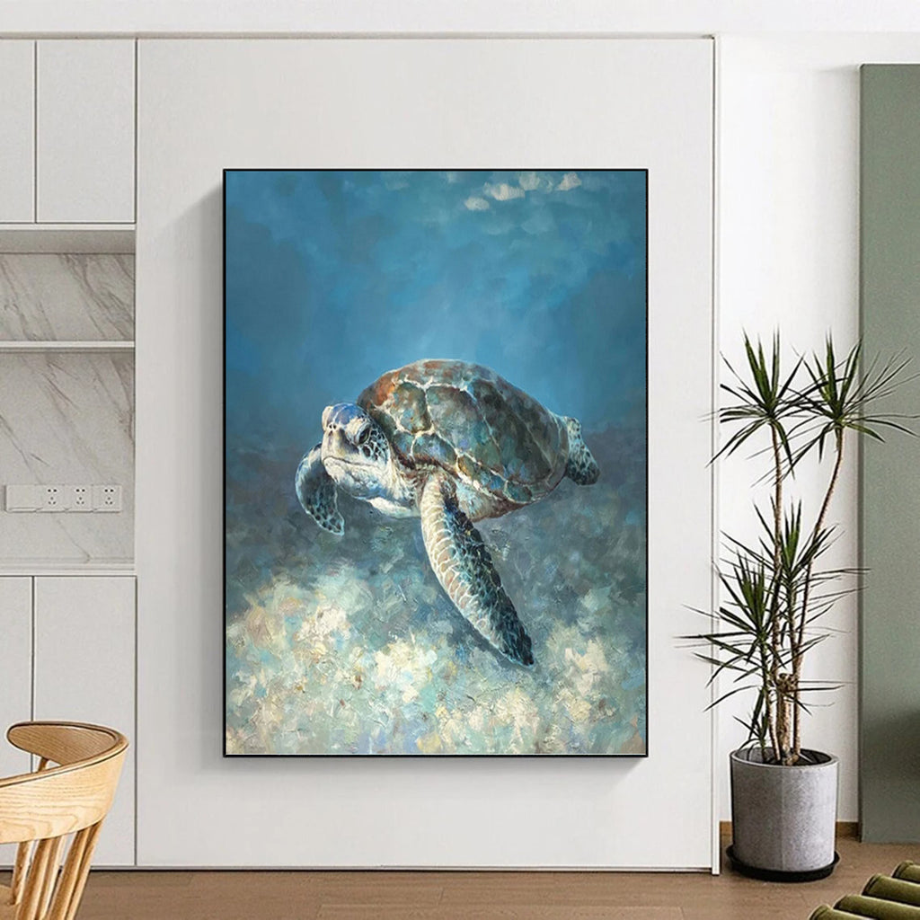 “Realistic Sea Turtle” - Realist - Inspired Animal Painting On Canvas PT1443