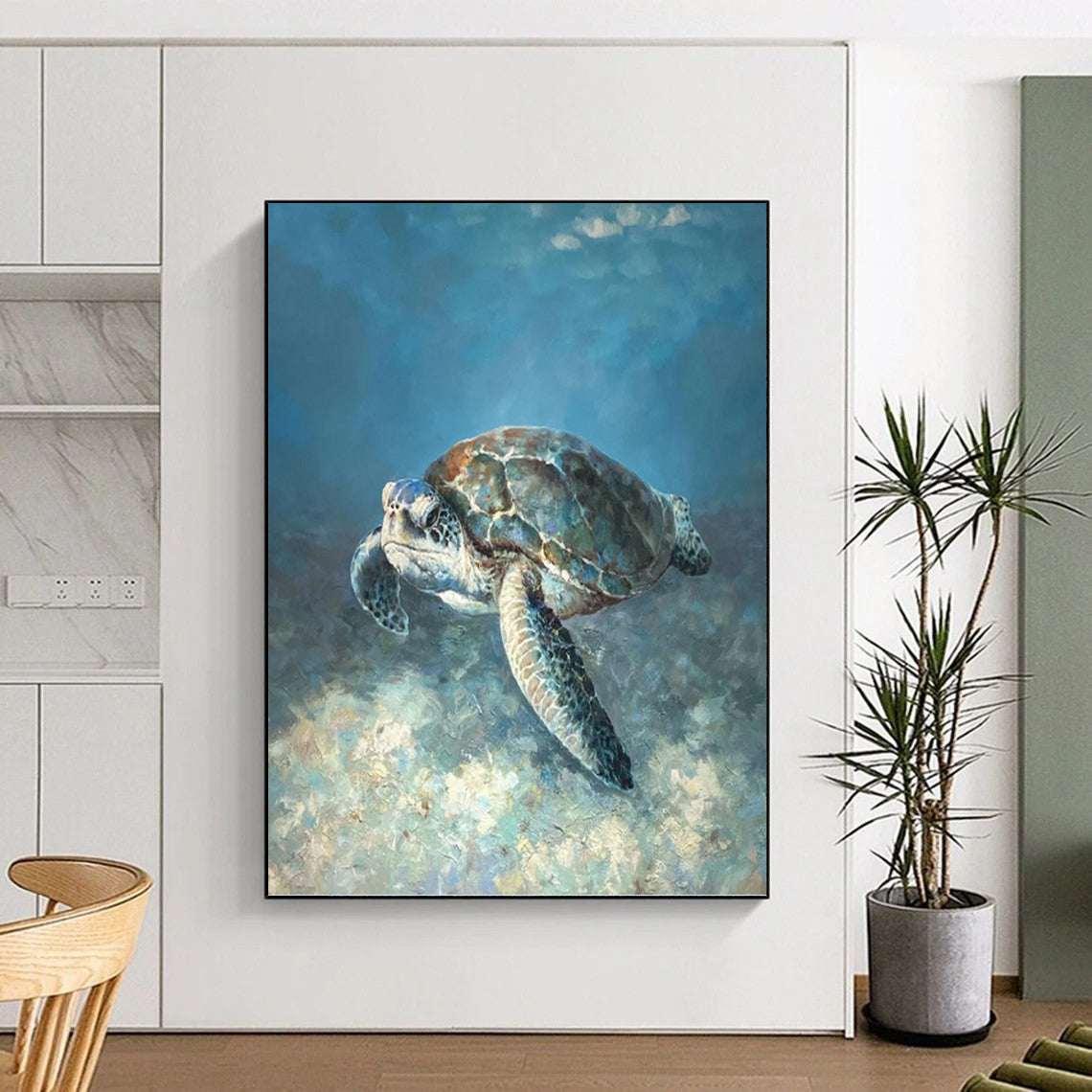 “Realistic Sea Turtle” - Realist - Inspired Animal Painting On Canvas PT1443
