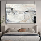 Monochrome Abstract with Lines Painting On Canvas DKS074