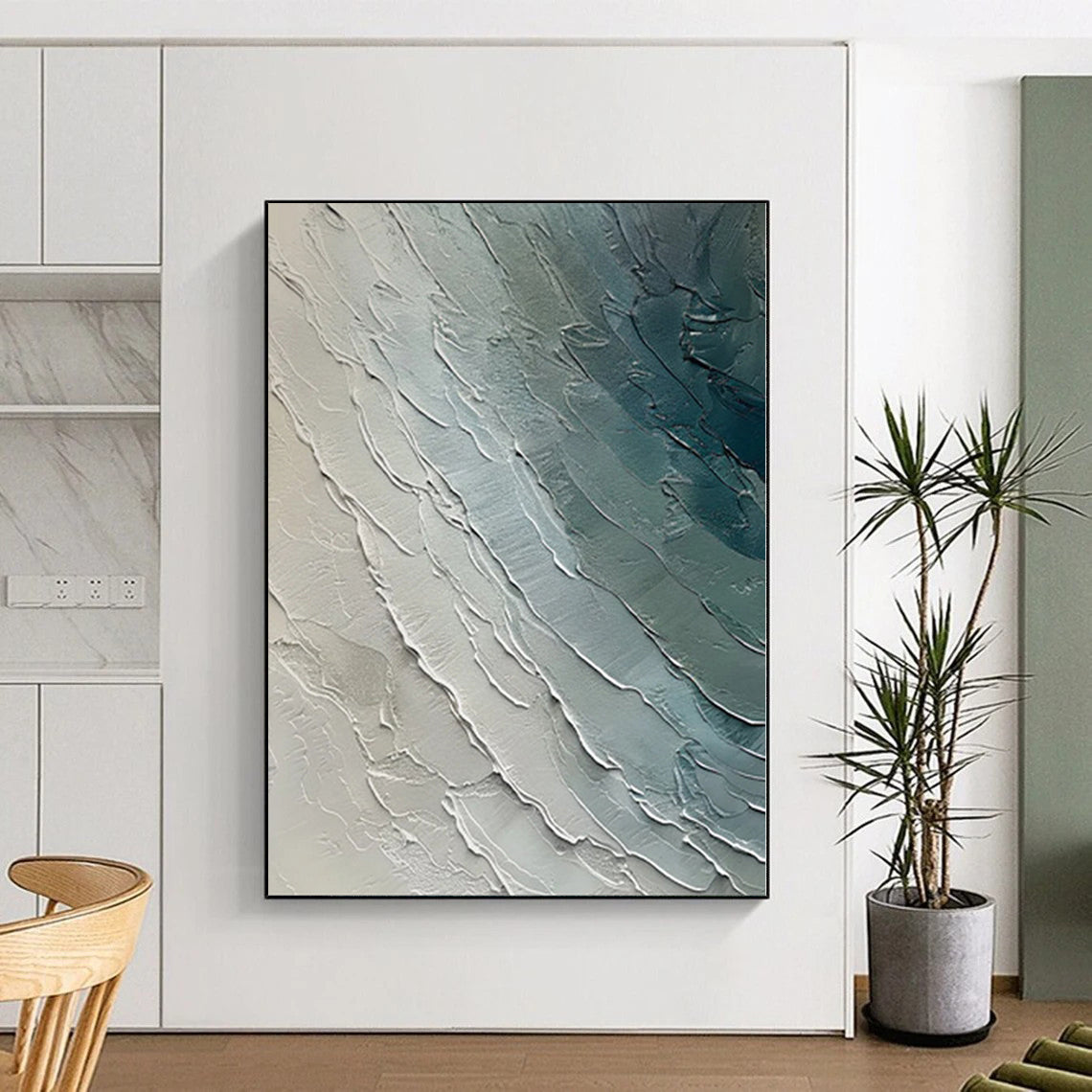 “Blue - Gray Textured Abstract” - Layered Abstract Painting On Canvas PS0084