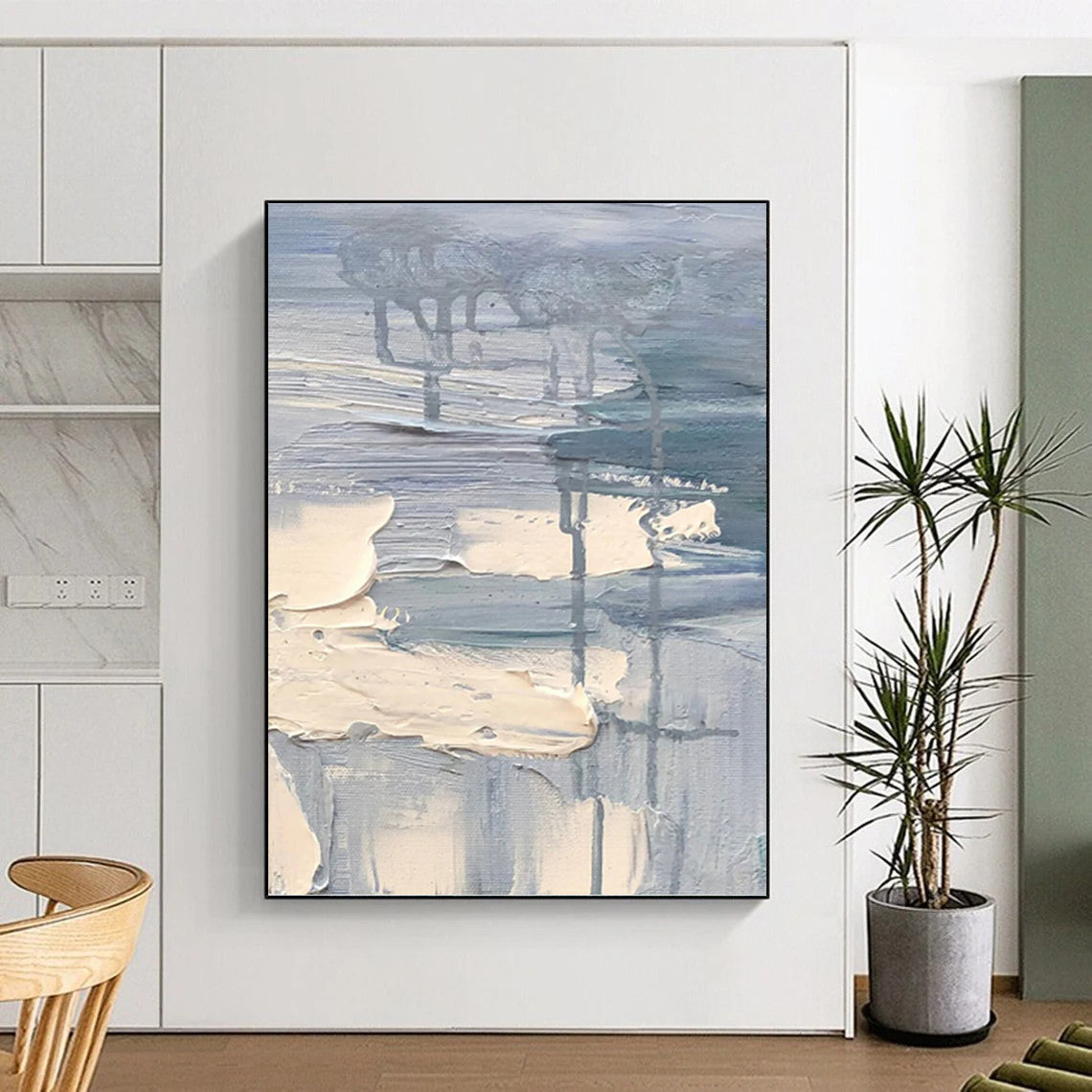 “Grey - White Textured Abstract” - Minimalist Abstract Painting On Canvas PT1292