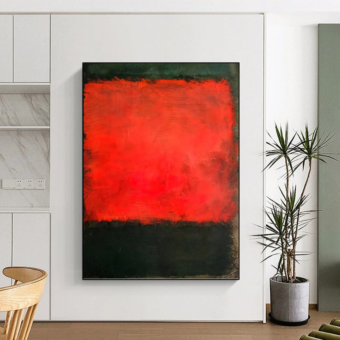 “Red - Black Abstract” - Abstract, Intense - Styled Painting On Canvas PT1614