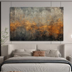 Gray and Orange Textured Abstract - Industrial - inspired Abstract Painting On Canvas DKS369