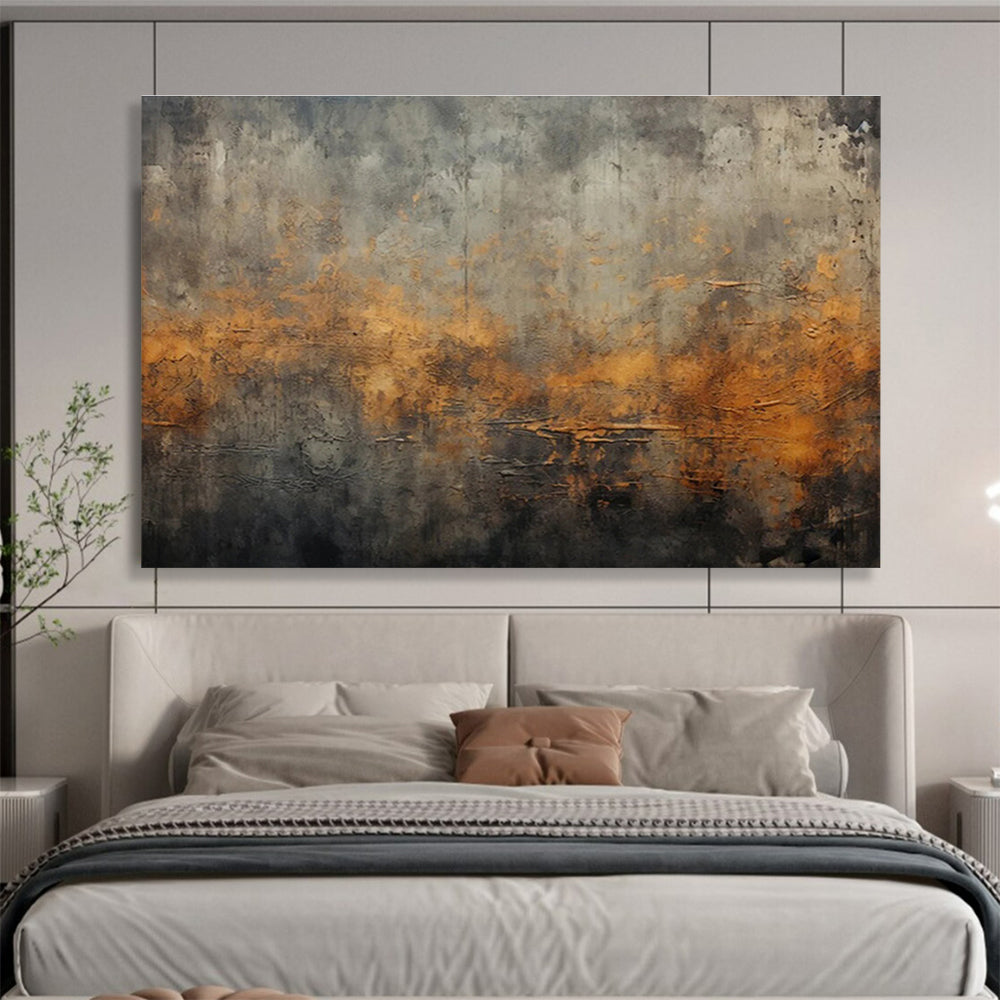 Gray and Orange Textured Abstract - Industrial - inspired Abstract Painting On Canvas DKS369