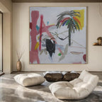 Colorful, Abstract Palm "Tropical Jazz" Abstract Painting On Canvas PS1411