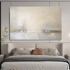 Subtle Beige and Gray Horizon - Minimalist Landscape Painting On Canvas DKS331