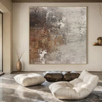 “Gray - Brown Textured Abstract” - Rustic Abstract Painting On Canvas PS0116