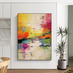“Bright Abstract Reflection” - Multicolor Abstract Expressionist Painting On Canvas PS0699