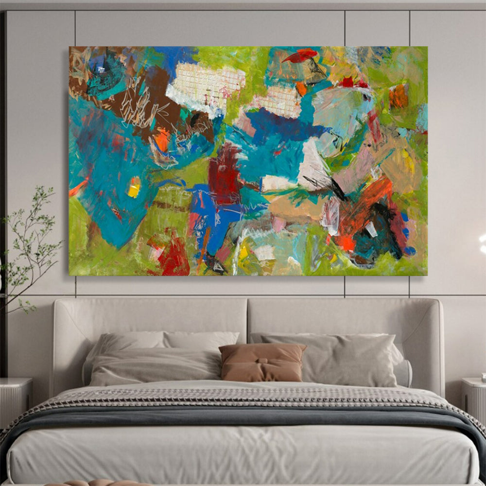 “Vibrant Chaos & Colorful Shapes” - Abstract Expressionist - Inspired Painting On Canvas PT1677