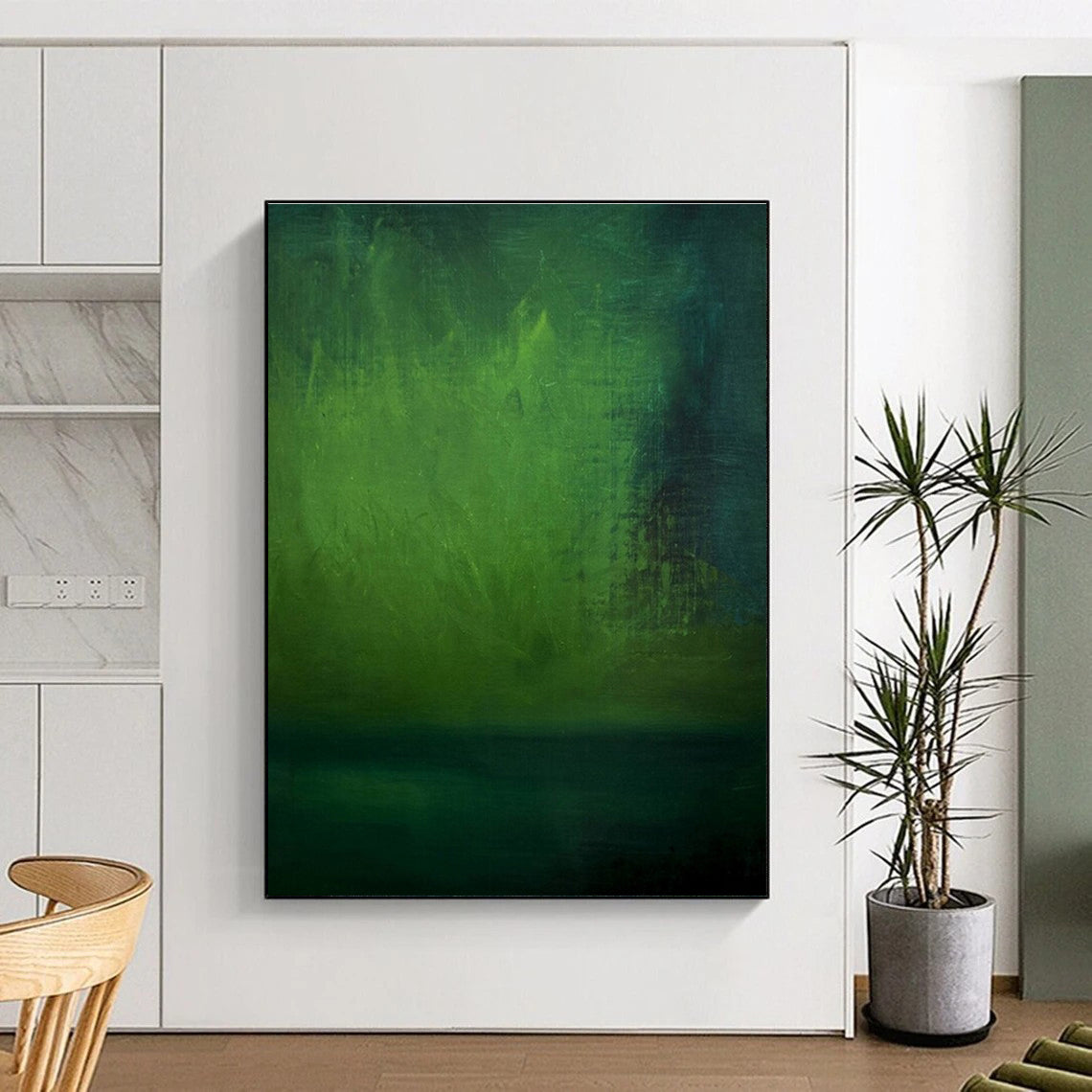 “Deep Green Mystery” - Dark Green, Teal Abstract Ethereal Painting On Canvas PS0628