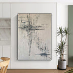 “Black - Blue Abstract Lines” - Black, Blue Abstract Painting On Canvas PS0454