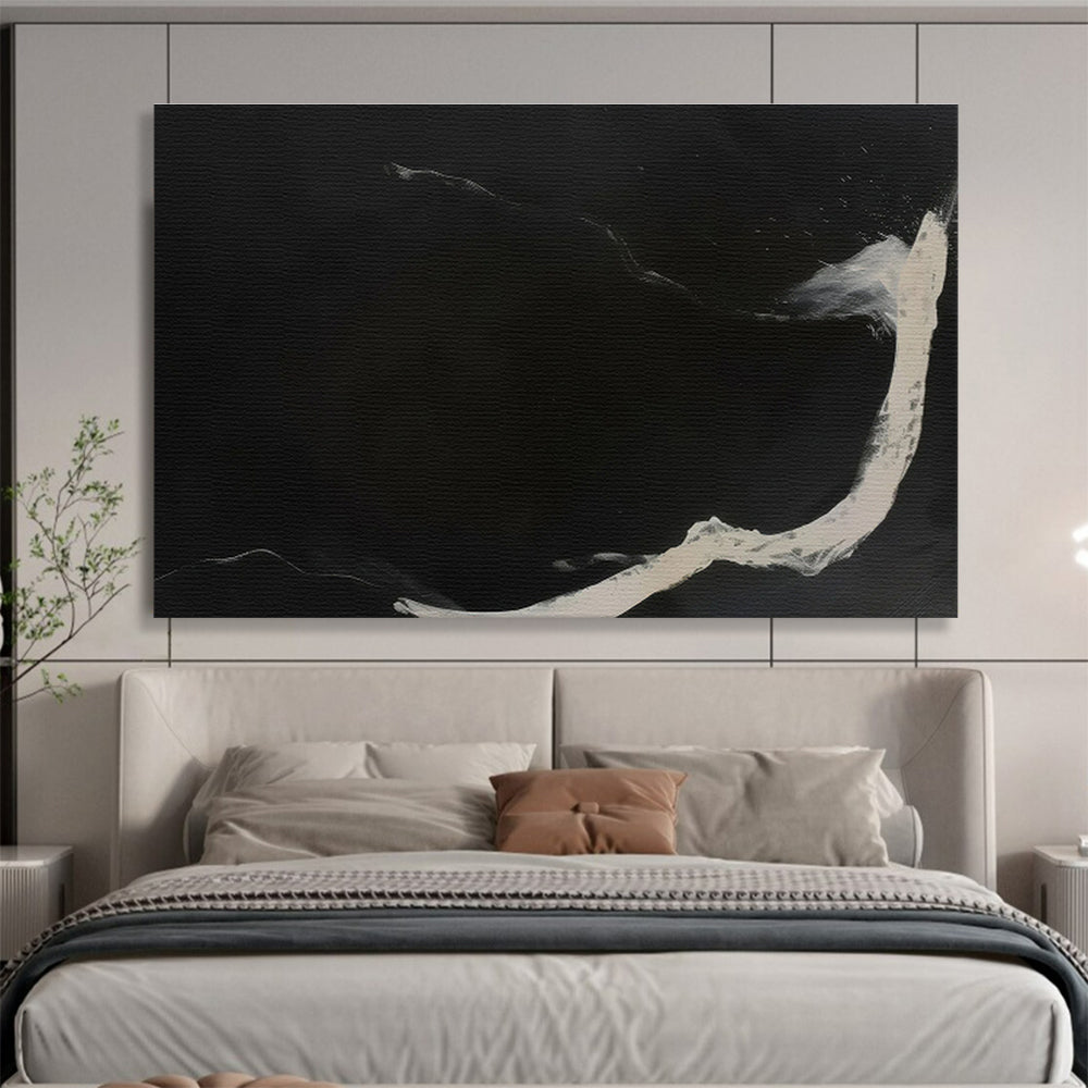 “Black and White Flowing Abstract” - Abstract Painting, Ideal for Study & Gallery Wall DKS591