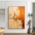 Orange, Beige & Brown Abstract Strokes "Desert Dawn" Painting On Canvas PS0850