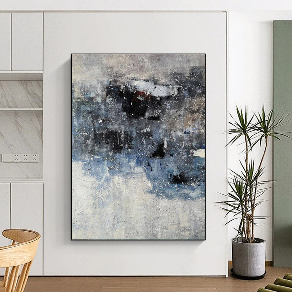 “Blue - Grey Abstract Subtle Shapes” - Quiet Abstract Painting On Canvas PS0359