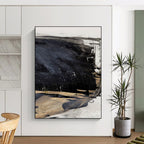 “Monochrome Depth” - Dark Gray & Light Beige Contrast Painting On Canvas DS202