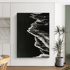 “Black and White Textured Wave Abstraction” - Minimalist Ocean Painting On Canvas DS349