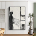 “Textured Black and White Abstract Forms” - Subtle Abstract Painting On Canvas DS386