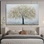 “Golden - White Canopy Tree” - Impasto - Textured Painting On Canvas PT1526