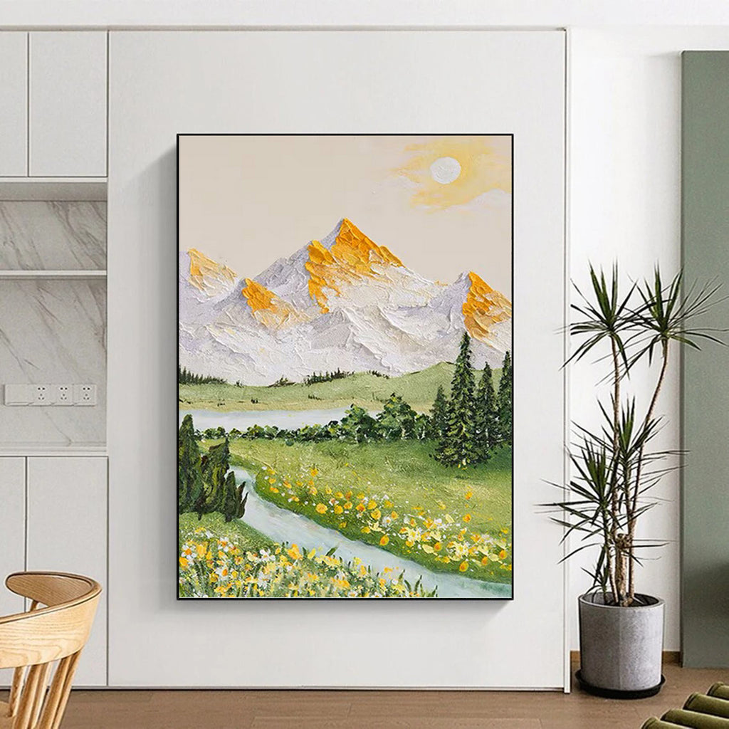 “Idyllic Mountain Landscape” - Impressionistic Landscape Painting On Canvas PT1037