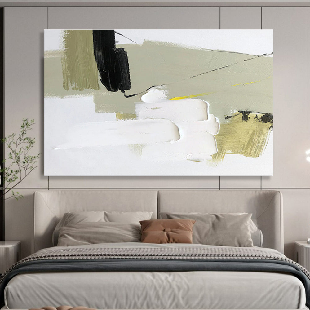 Soft Greens and White Layers - Subtle Abstract Painting On Canvas DKS314