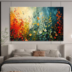 “Colorful Leaf Symphony” - Vibrant Green, Yellow & Red Textured Leaf, Impasto Nature Painting On Canvas DKS711