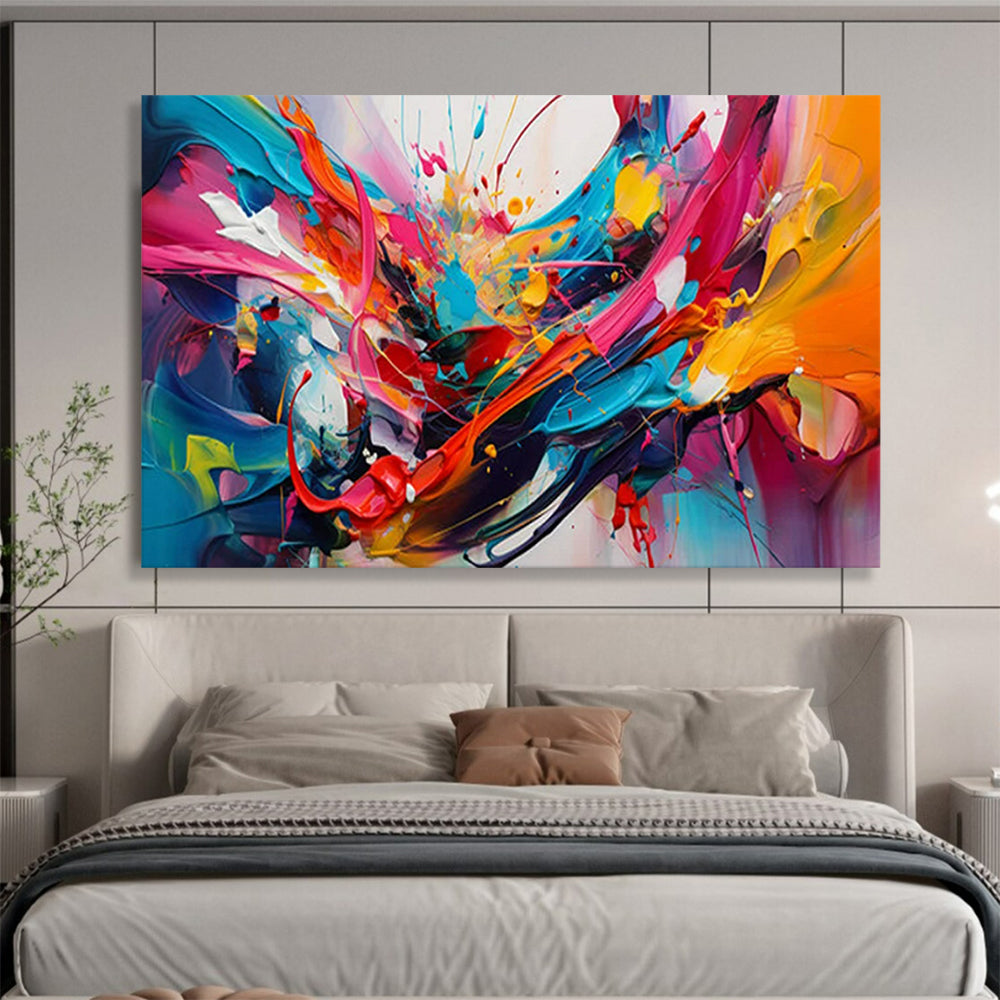 “Explosive Color Splashes in Abstract Motion” Abstract Expressionist Painting On Canvas PT1812