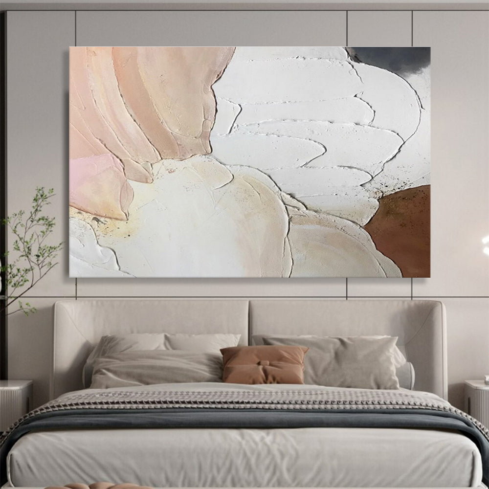 “Textured Blush and White” Abstract Painting On Canvas DKS184