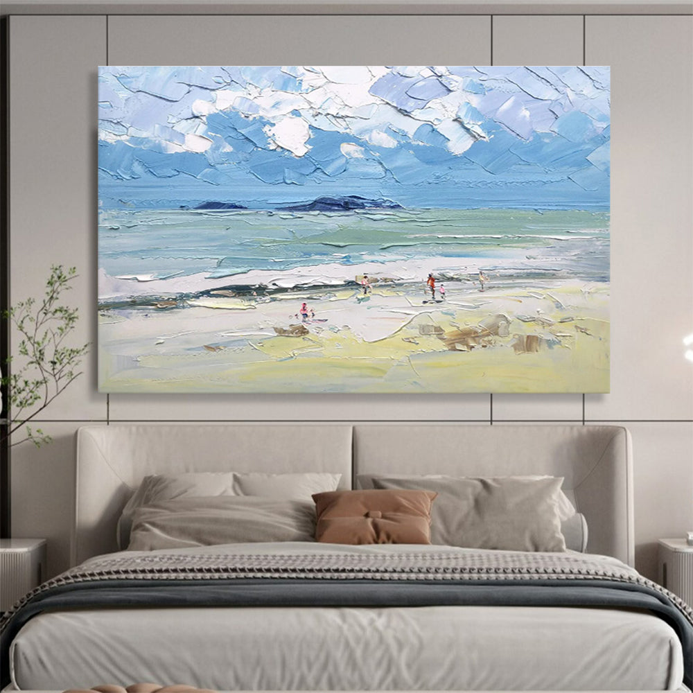“Textured Beach Scene Painting” - Textured Landscape Painting, Fits Coastal - Themed Home & Family Room DKS628