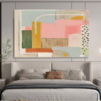 “Pastel Geometric Collage” - Modern Abstract Painting On Canvas PT204