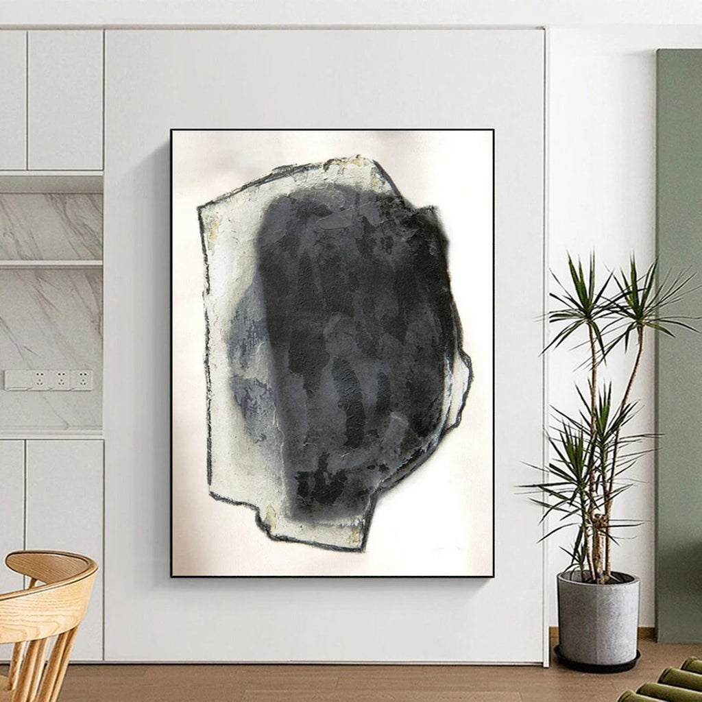 “Black and Gray Textured Abstract” - Abstract Minimalist Painting On Canvas PT2252