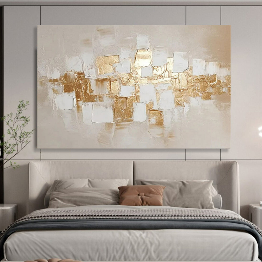 “Gold - Accent Abstract Blocks” - Luxe - Minimalist Painting On Canvas PT1552