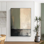 Sage Green, Beige, Gray Minimalist Divide “Calm Boundaries” - Painting On Canvas PS0785