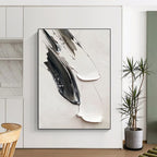 “Black and White Textured Strokes” - Abstract, Tactile - Styled Painting On Canvas PT1669