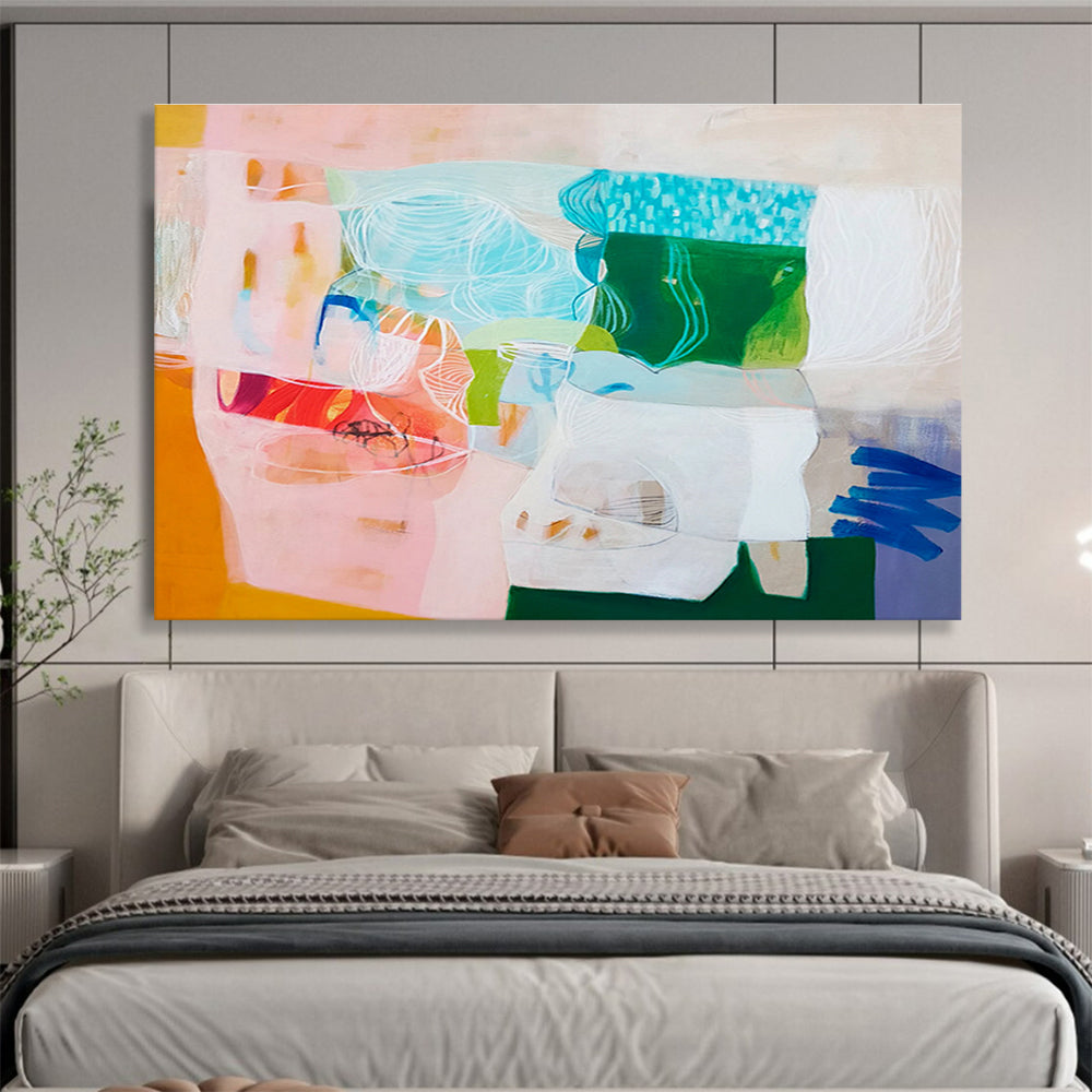 Colorful Abstract Collage - like Painting On Canvas DKS054