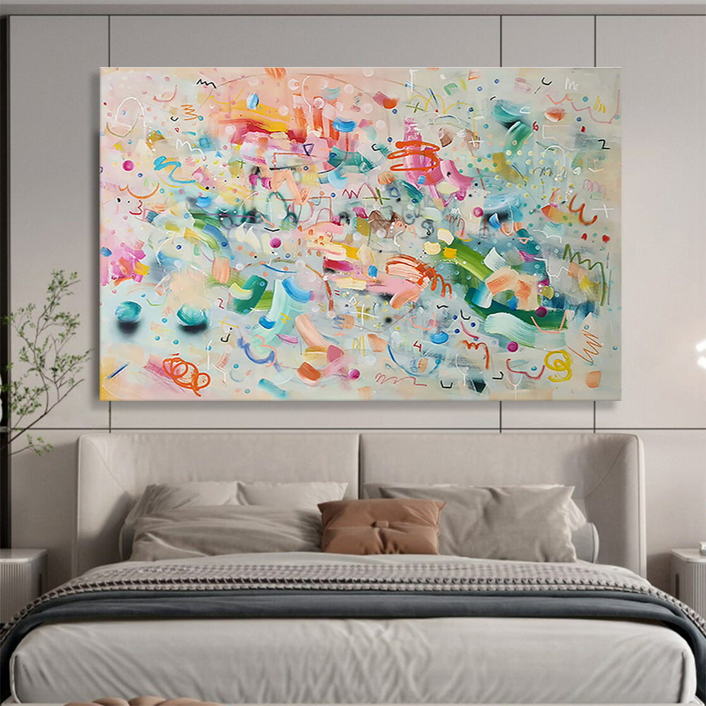 Whimsical Colorful Abstract Painting On Canvas DKS059