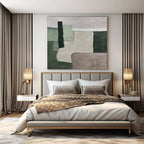 Gray, Red, Yellow, Green with Dynamic Strokes "Urban Echo" Abstract Painting On Canvas PS1459